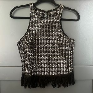Boucle & Fringe crop top
